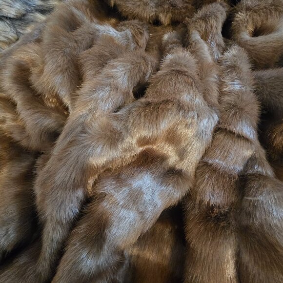 NWT Vintage Dennis Basso XS Chestnut Mink Faux Fur Zippered Coat Soft Shiny - Picture 7 of 13